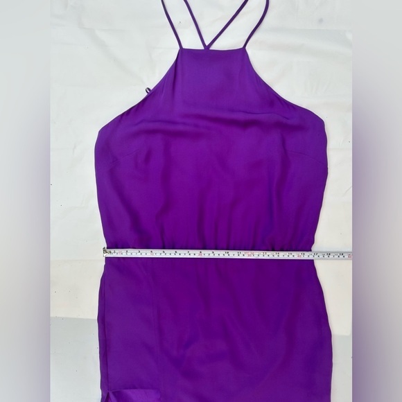 Mason by Michelle Mason  Purple Silk Asymmetrical Midi Dress halter size 8 - Picture 5 of 13
